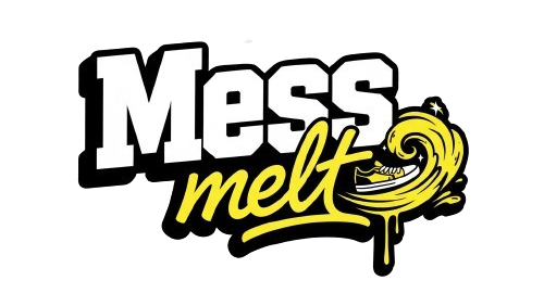 Logo with 'Mess Melt' text and a graphic of a melted substance on a white background